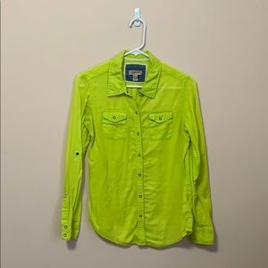Neon green button down shirt
